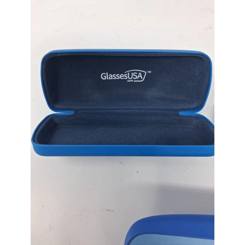 3 PIECES GLASSES USA CLAMSHELL EYEGLASSES / SUNGLASSES CASE BLUE. X